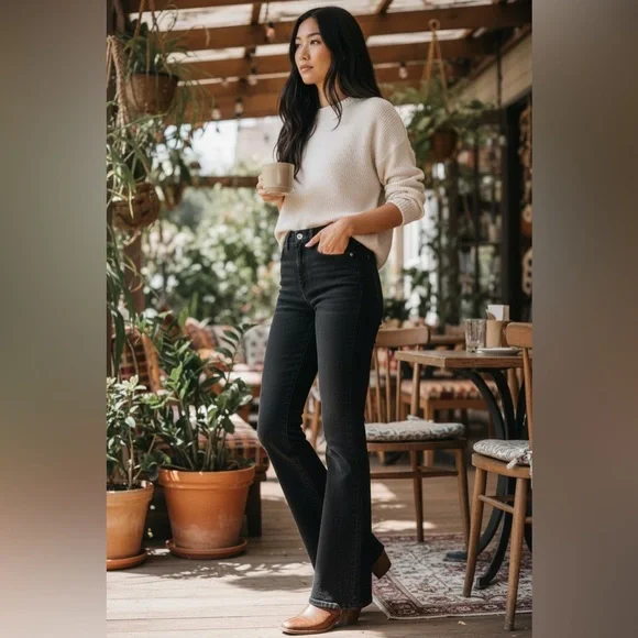 🖤 We The Free Black Flare Jeans | Size 28 - Picture 1 of 7